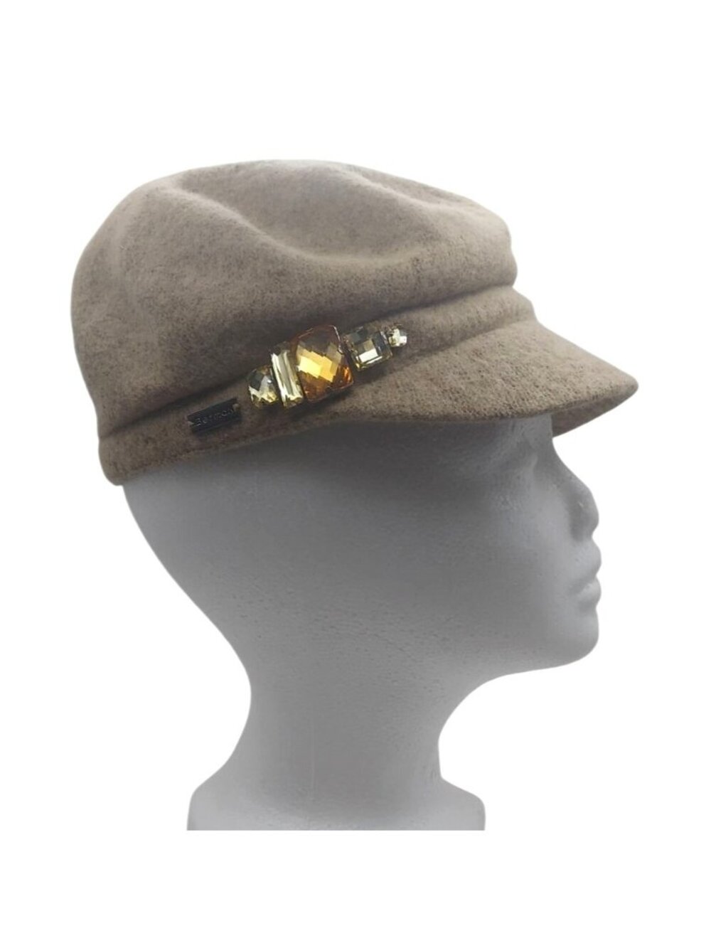 Newsboy Cap Hat Wool Blend Tan Camel Rhinestone Womens OSFM Betmar New York NWT